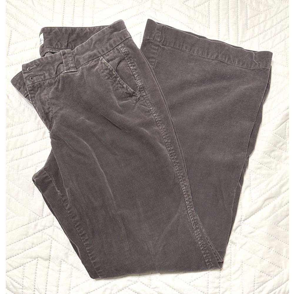 Old Navy Womens Wide Leg Corduroy Pants Sz10 Gray Brown Mid Rise Trouser Flare - Picture 2 of 5